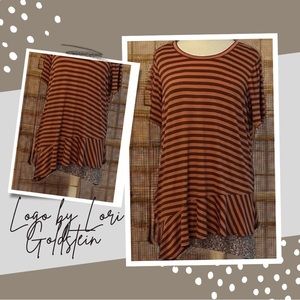 LOGO By Lori Goldstein Asymmetric Seam
Stripe Top And Tank Set.